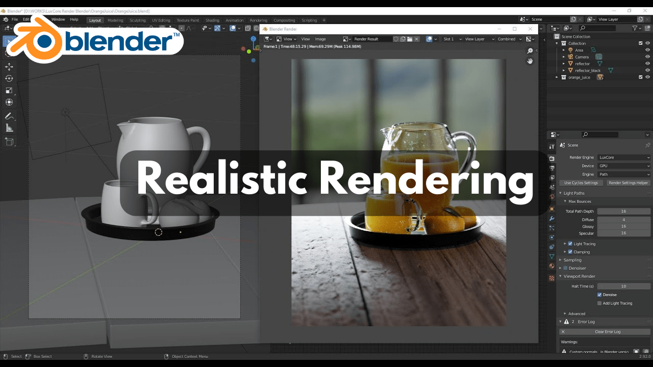 Realistic Rendering in Blender: Achieve lifelike visuals with Blender's advanced rendering techniques and tools.